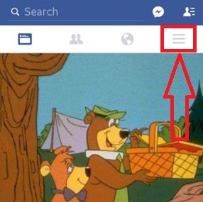 페이스 북 앱에서 세 개의 수직선을 탭하세요