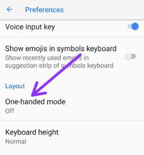 Gboard 키보드 Android에서 한 손 모드를 활성화 또는 비활성화하는 방법