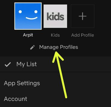 Netflix Android 휴대폰에서 프로필 관리